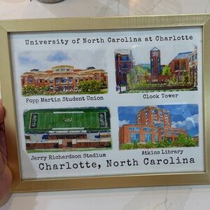 University of North Carolina at Charlotte Framed Art Print - Gold Frame